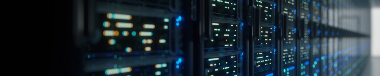Servers with blinking indicator lights